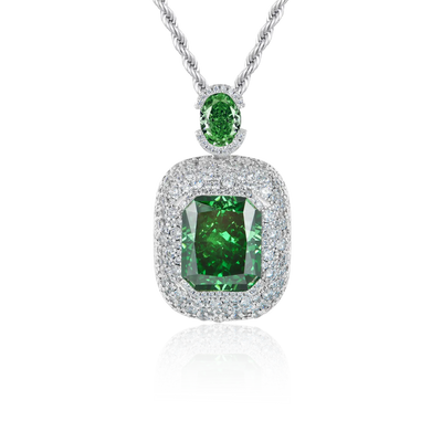 Crushed Ice Emerald Cut Pendant - Fancy Green