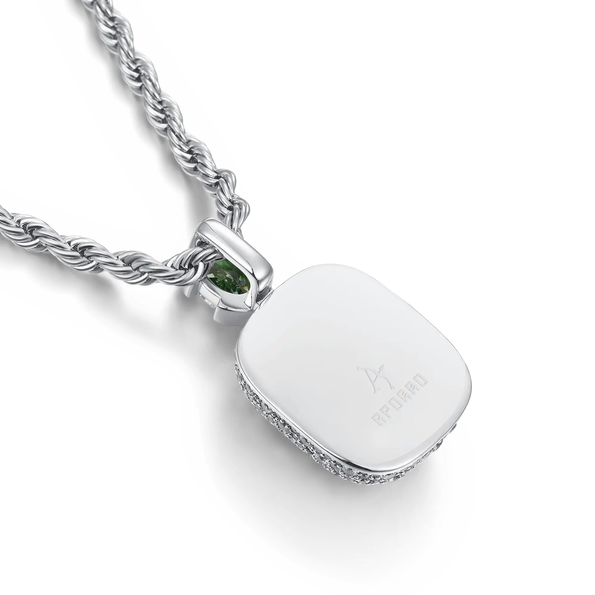 Crushed Ice Emerald Cut Pendant - Fancy Green