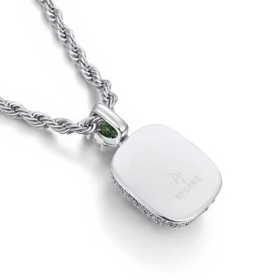 Crushed Ice Emerald Cut Pendant - Fancy Green