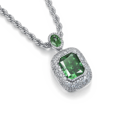 Crushed Ice Emerald Cut Pendant - Fancy Green