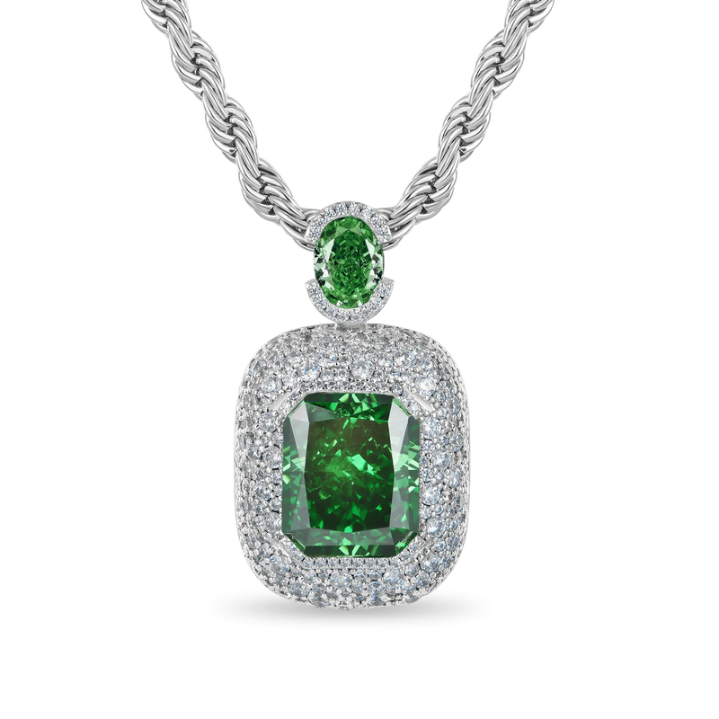 Crushed Ice Emerald Cut Pendant - APORRO