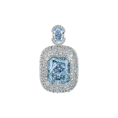 Crushed Ice Emerald Cut Pendant - Blue Gray