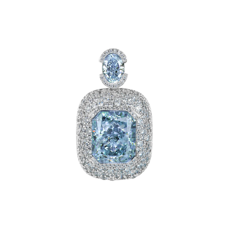 Crushed Ice Emerald Cut Pendant - APORRO