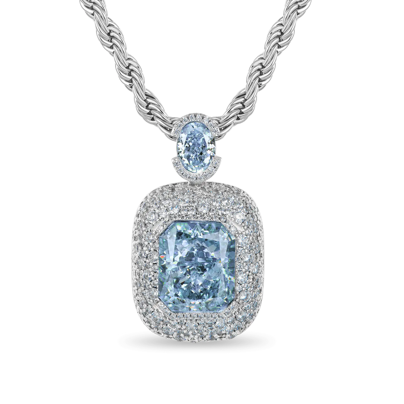 Crushed Ice Emerald Cut Pendant - APORRO