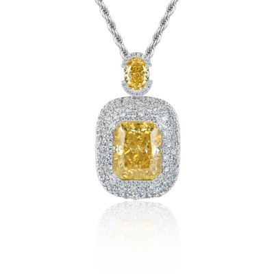 Crushed Ice Emerald Cut Pendant - Fancy Yellow
