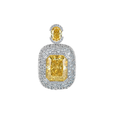 Crushed Ice Emerald Cut Pendant - Fancy Yellow