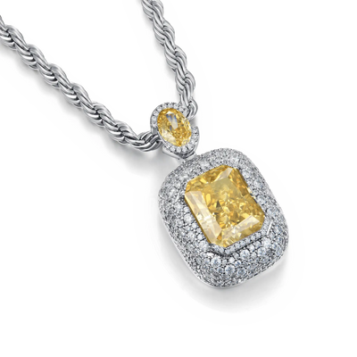 Crushed Ice Emerald Cut Pendant - Fancy Yellow