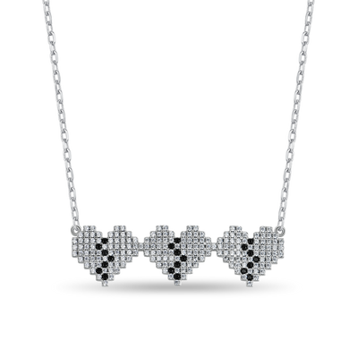 Tri-Broken Heart Pixel Adjustable Necklace
