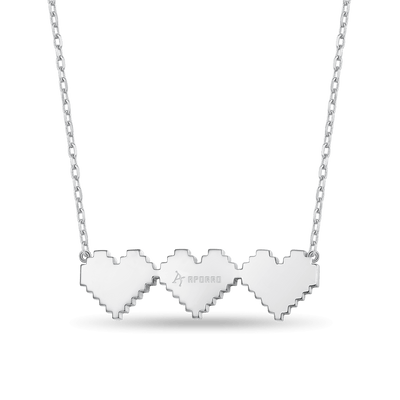Tri-Broken Heart Pixel Adjustable Necklace