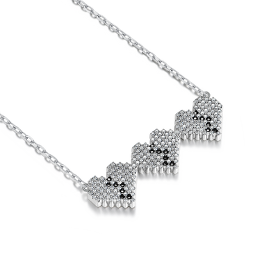 Tri-Broken Heart Pixel Adjustable Necklace