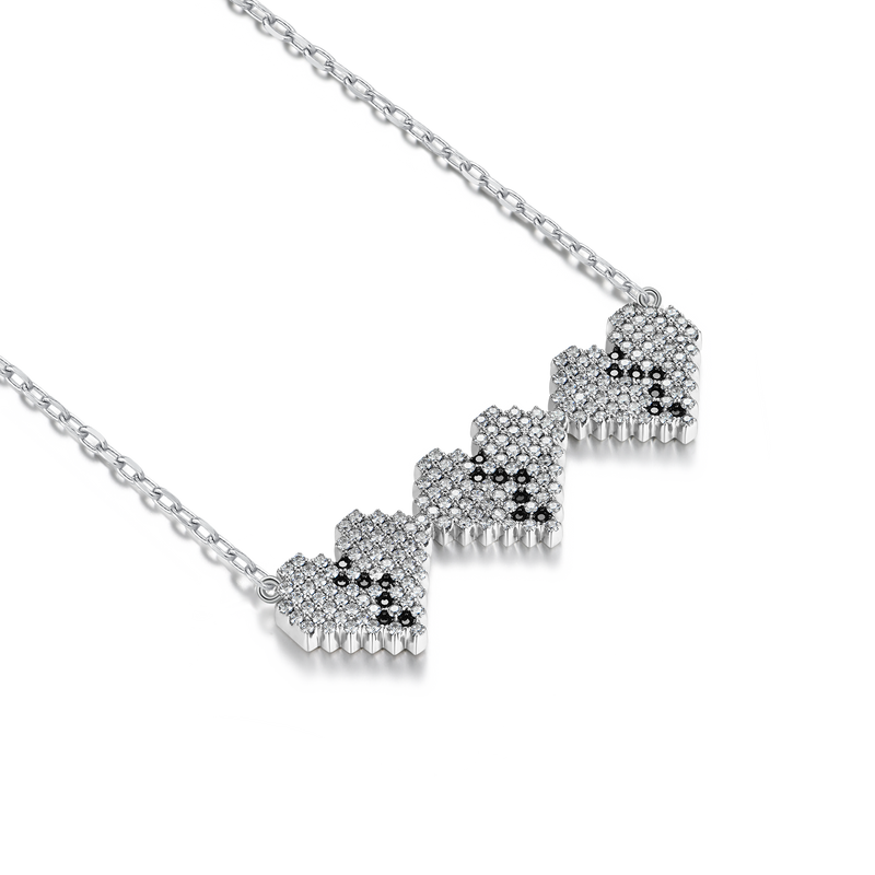 Tri-Broken Heart Pixel Adjustable Necklace - APORRO