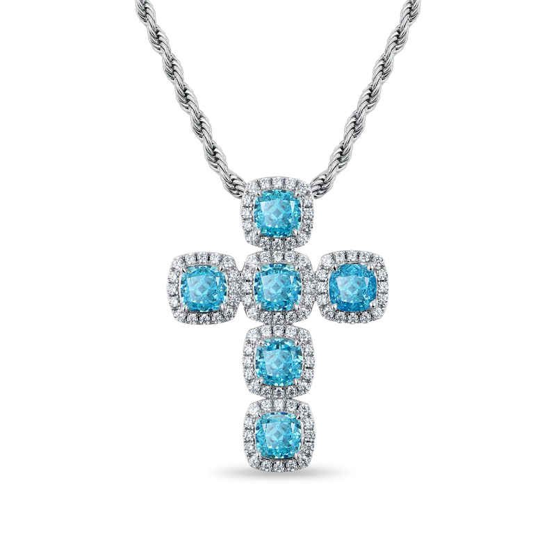 Radiant Cut Clustered Cross Pendant - APORRO