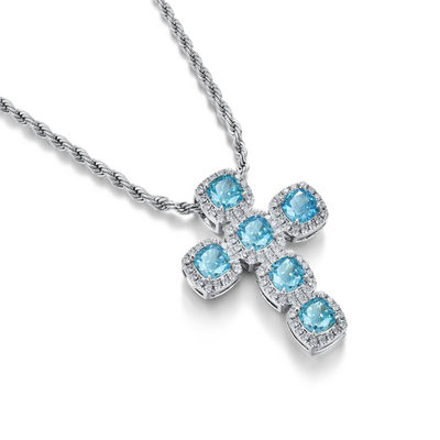 Radiant Cut Clustered Cross Pendant