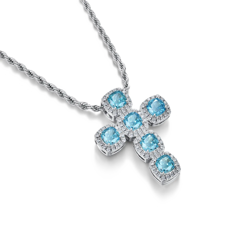 Radiant Cut Clustered Cross Pendant - APORRO