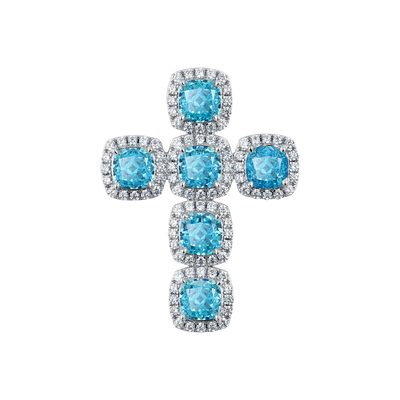 Radiant Cut Clustered Cross Pendant