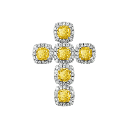 37mm Flower Cut Gemstone Cross Pendant