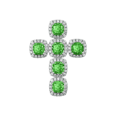 Radiant Cut Clustered Cross Pendant