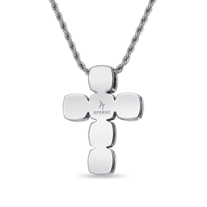 37mm Flower Cut Gemstone Cross Pendant