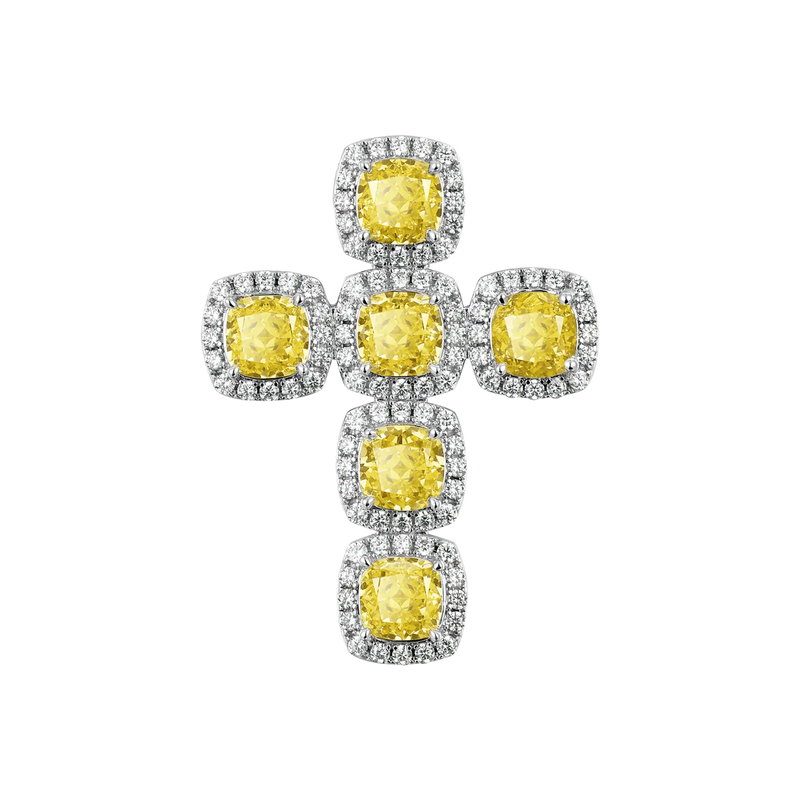 Radiant Cut Clustered Cross Pendant - APORRO