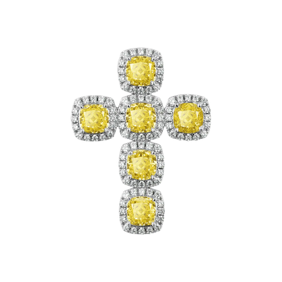 Radiant Cut Clustered Cross Pendant