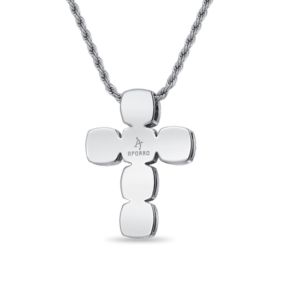 Radiant Cut Cross Pendant - Fancy Light Pink