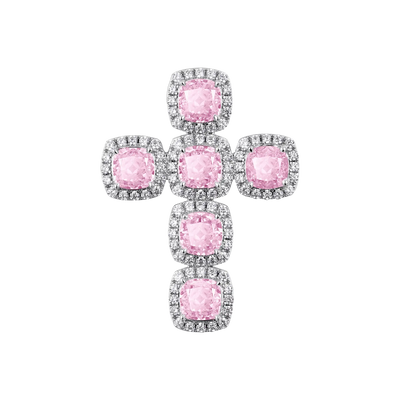 Radiant Cut Clustered Cross Pendant