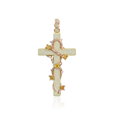 Moissanite Pave Set Thorned Rose Cross Pendant – APORRO