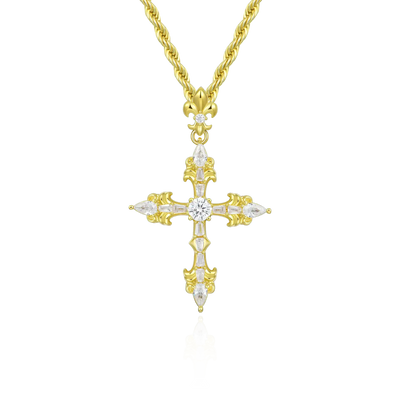 Fleur De Lis Cross Pendant