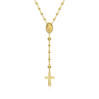 Custom Adjustable 14k Gold Virgin Mary Rosary Necklace