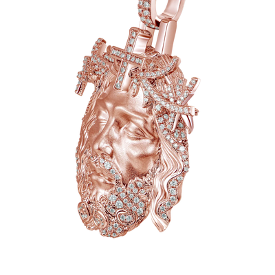 Jesus Piece Iced Pendant - Rose Gold
