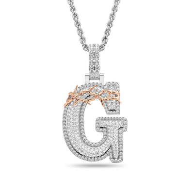 Custom Crown of Thorns Initial Letter Pendant