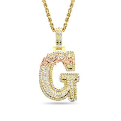 Custom Crown of Thorns Initial Letter Pendant