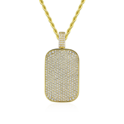 Custom Iced Moissanite Dog Tag Pendant
