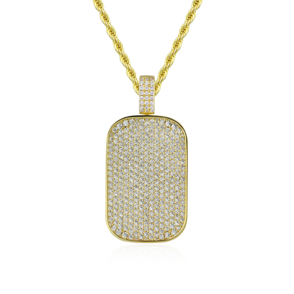 Custom Iced Moissanite Dog Tag Pendant