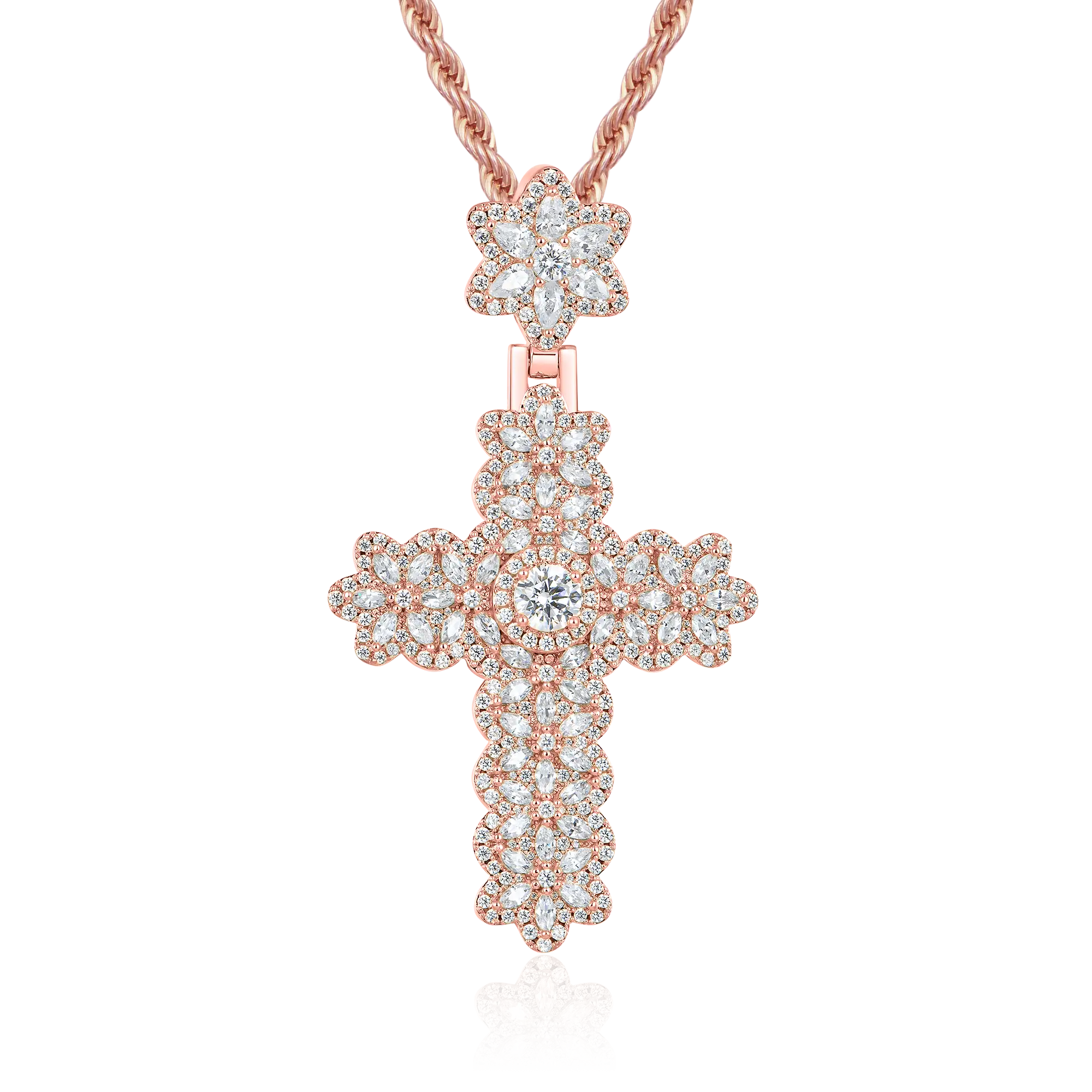 Women's Marquise Flower Cross Pendant