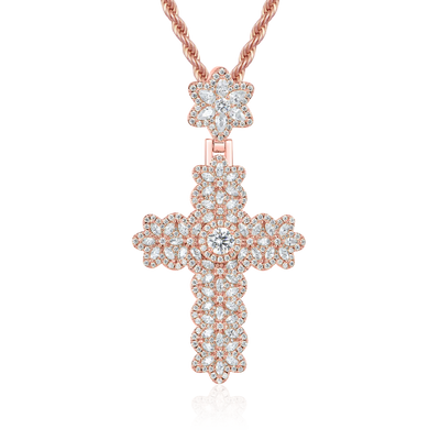 Marquise Flower Cross Pendant