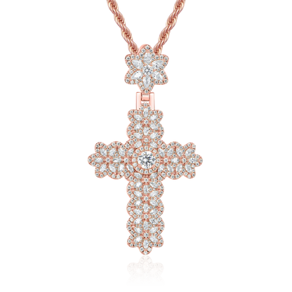 Women's Marquise Flower Cross Pendant