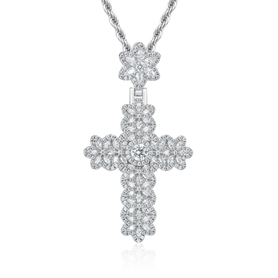 Marquise Flower Cross Pendant