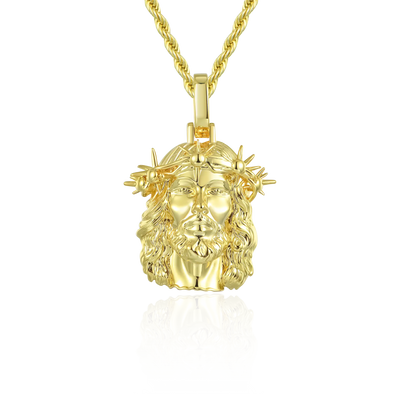 Jesus Piece Plain Gold Pendant - Micro