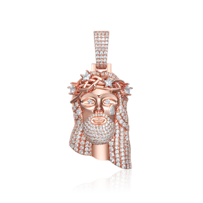 Moissanite Rose Gold Stellar Jesus Pendant - Medium