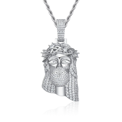 White Gold Stellar Jesus Pendant - Medium