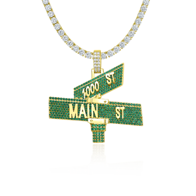 Custom Iced Street Sign Pendant