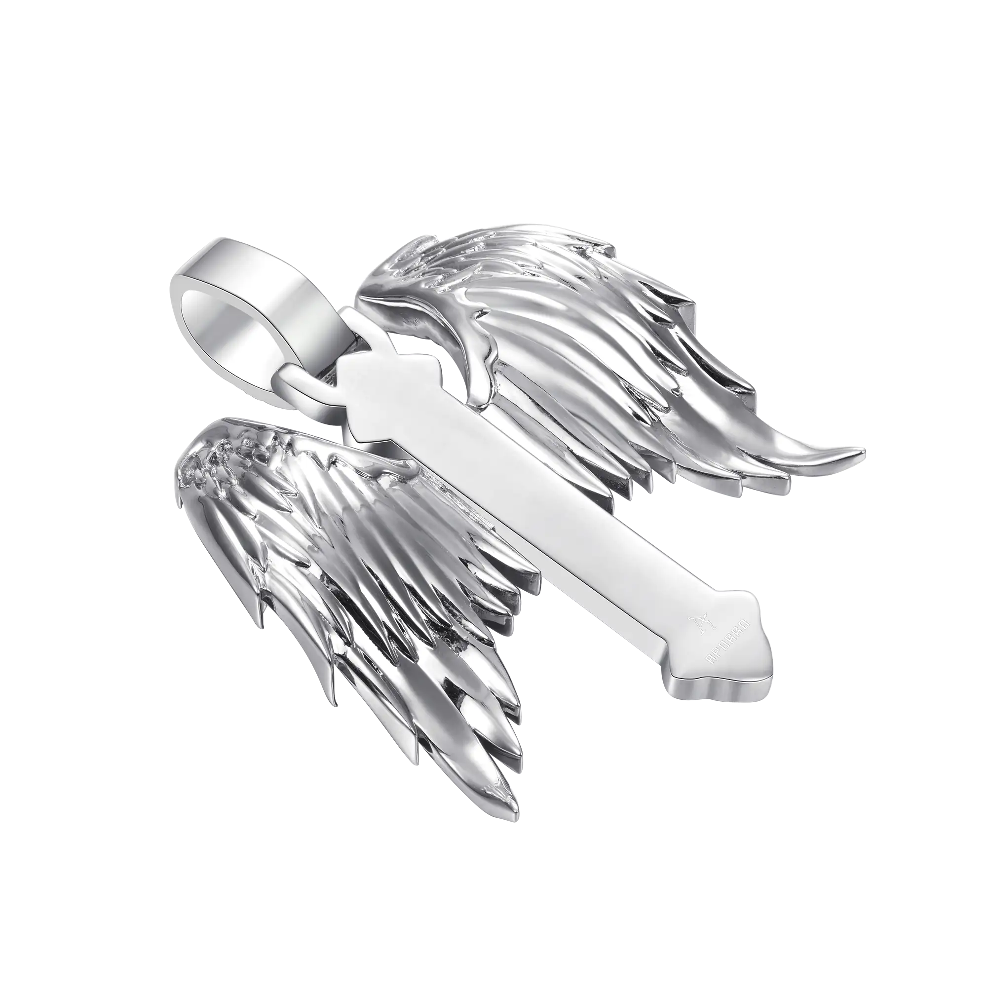 Moissanite Guardian Wings Cross Pendant - Medium