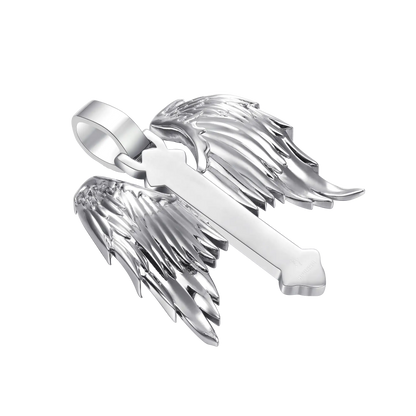 Moissanite Guardian Wings Cross Pendant - Medium