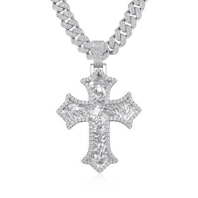 Moissanite Sacred Devotion Cross Pendant - Large