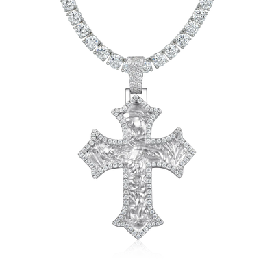 Moissanite Sacred Devotion Cross Pendant - Large
