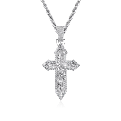 Medium Brass Divine Engraved Cross Pendant