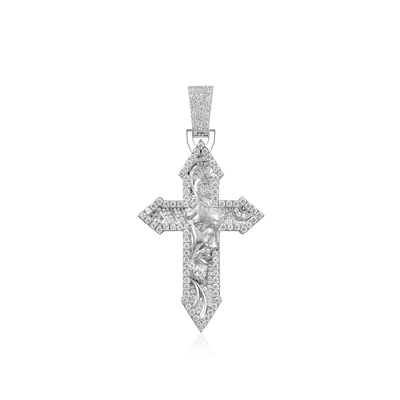 Medium Brass Divine Engraved Cross Pendant