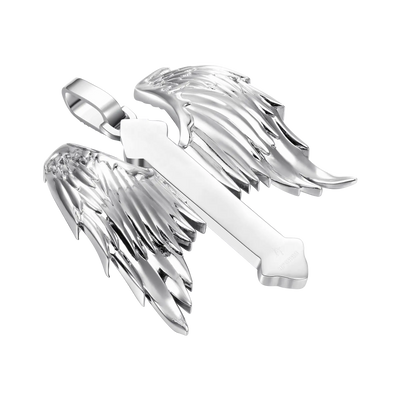Moissanite Guardian Wings Cross Pendant - Large
