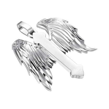 Moissanite Guardian Wings Cross Pendant - Large
